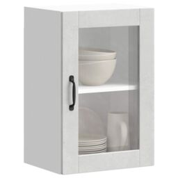 Berkfield Home Kitchen Wall Cabinet with Glass Door¬†Porto Concrete Grey