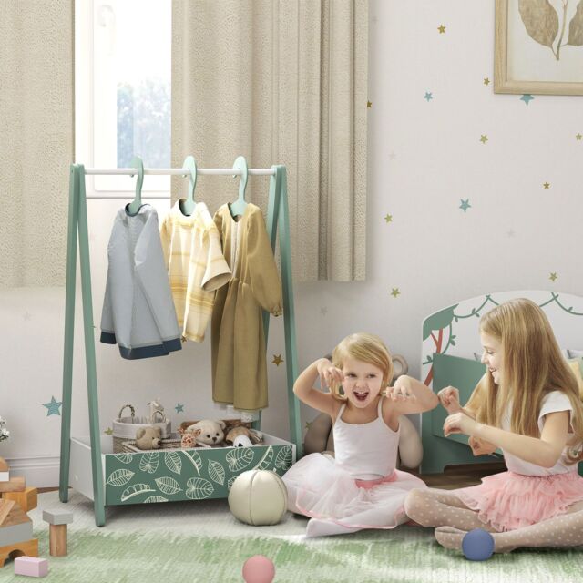 AIYAPLAY Baby Clothing Rack with Hangers, Shelf, Kids Clothes Rail in Green - image 1