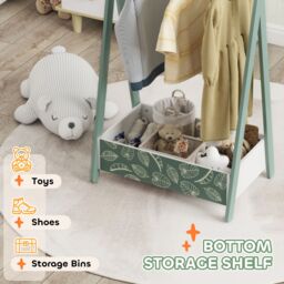 AIYAPLAY Baby Clothing Rack with Hangers, Shelf, Kids Clothes Rail in Green - thumbnail 6
