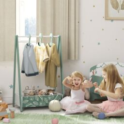 AIYAPLAY Baby Clothing Rack with Hangers, Shelf, Kids Clothes Rail in Green - thumbnail 1
