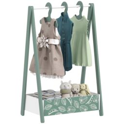 AIYAPLAY Baby Clothing Rack with Hangers, Shelf, Kids Clothes Rail in Green - thumbnail 2