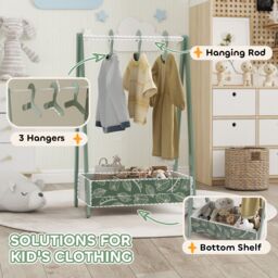 AIYAPLAY Baby Clothing Rack with Hangers, Shelf, Kids Clothes Rail in Green - thumbnail 4
