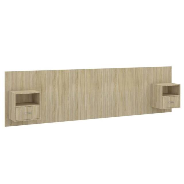 Berkfield Home Bed Headboard with Cabinets Sonoma Oak Engineered Wood in Light Tan - image 1