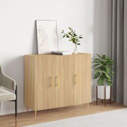 Berkfield Home Sideboard Sonoma Oak 90x34x80 cm Engineered Wood in Brown - Size: 90 x 34 x 80 cm