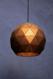 Orsina Coffee Finish Geometric Pendant Light, Durable Steel Shade with Gold Interior, Modern Lighting Feature - thumbnail 2