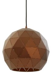 Orsina Coffee Finish Geometric Pendant Light, Durable Steel Shade with Gold Interior, Modern Lighting Feature