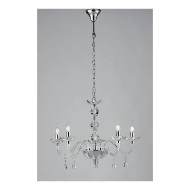 Netlighting RIFLESSO 5 Light Chandeliers Chrome Crystal 70x53cm in Silver - Size: 70x53 cm