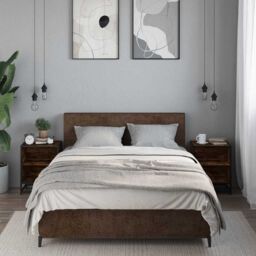 Berkfield Home Bedside Cabinets 2 pcs Smoked Oak 40x31x50 cm Engineered Wood & Metal in Brown - Size: 40 x 31 x 50 cm - thumbnail 3