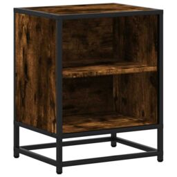 Berkfield Home Bedside Cabinets 2 pcs Smoked Oak 40x31x50 cm Engineered Wood & Metal in Brown - Size: 40 x 31 x 50 cm - thumbnail 6
