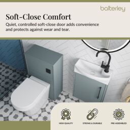 Balterley Cloakroom Suite Left Hand Vanity WC Toilet Tap Set 440mm - Grey Black in Brown - thumbnail 4