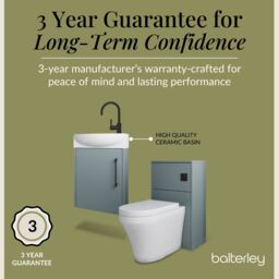 Balterley Cloakroom Suite Left Hand Vanity WC Toilet Tap Set 440mm - Grey Black in Brown - thumbnail 6