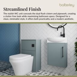 Balterley Cloakroom Suite Left Hand Vanity WC Toilet Tap Set 440mm - Grey Black in Brown - thumbnail 3