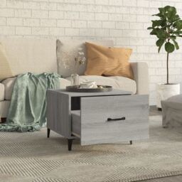 Berkfield Home Coffee Table with Metal Legs Grey Sonoma 50x50x40 cm - Size: 50 x 50 x 40 cm - thumbnail 3