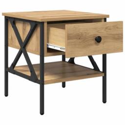 Berkfield Home Traditional Bedside Table Artisan Oak 40x42x45 cm Engineered Wood in Beige - Size: 40 x 42 x 45 cm - thumbnail 5