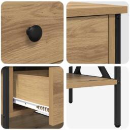Berkfield Home Traditional Bedside Table Artisan Oak 40x42x45 cm Engineered Wood in Beige - Size: 40 x 42 x 45 cm - thumbnail 9