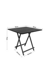 Living and Home 80x80cm Folding Wooden Dining Table Outdoor Portable Camping Table in Black - Size: 80x80 cm - thumbnail 6