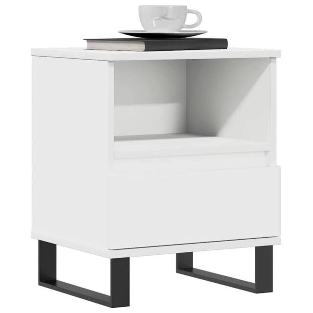 Berkfield Home Modern Bedside Cabinet White 40x35x50 cm Engineered Wood - Size: 40 x 35 x 50 cm - image 1