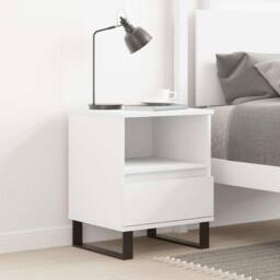 Berkfield Home Modern Bedside Cabinet White 40x35x50 cm Engineered Wood - Size: 40 x 35 x 50 cm - thumbnail 2