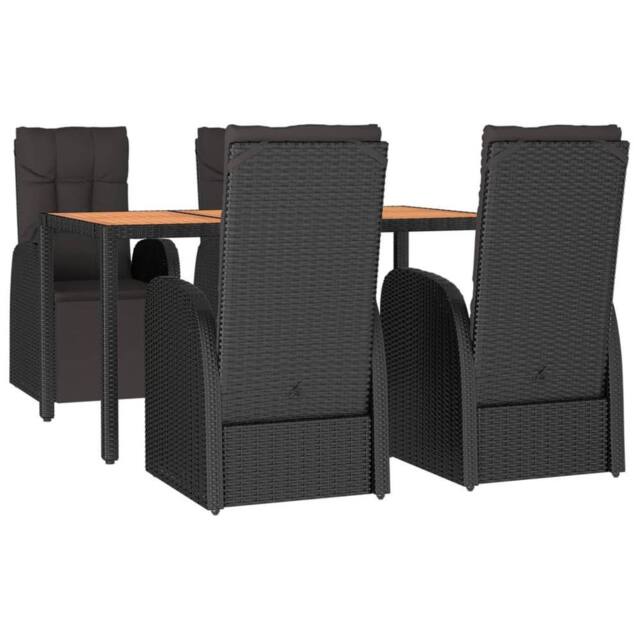 Berkfield Home Beautiful 5 Piece Garden Dining Set Black Poly Rattan&Solid Wood - image 1