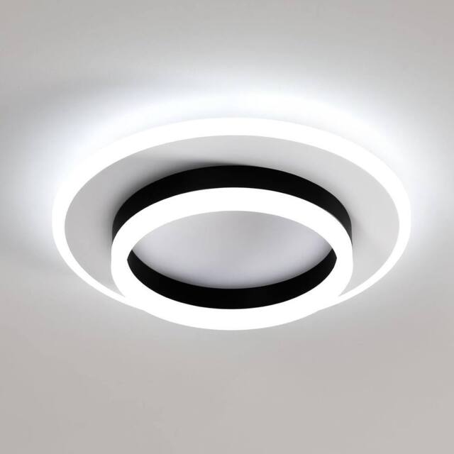 Goeco Ceiling Light LED, 28 W, Modern Round, 6500 K, for Bedroom, Hallway in Black - image 1