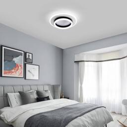 Goeco Ceiling Light LED, 28 W, Modern Round, 6500 K, for Bedroom, Hallway in Black - thumbnail 2