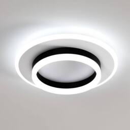 Goeco Ceiling Light LED, 28 W, Modern Round, 6500 K, for Bedroom, Hallway in Black - thumbnail 1