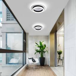 Goeco Ceiling Light LED, 28 W, Modern Round, 6500 K, for Bedroom, Hallway in Black - thumbnail 4