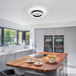 Goeco Ceiling Light LED, 28 W, Modern Round, 6500 K, for Bedroom, Hallway in Black - thumbnail 3