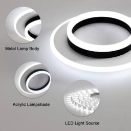 Goeco Ceiling Light LED, 28 W, Modern Round, 6500 K, for Bedroom, Hallway in Black - thumbnail 7