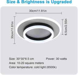 Goeco Ceiling Light LED, 28 W, Modern Round, 6500 K, for Bedroom, Hallway in Black - thumbnail 5