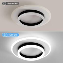 Goeco Ceiling Light LED, 28 W, Modern Round, 6500 K, for Bedroom, Hallway in Black - thumbnail 8
