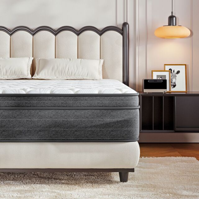 Dprodo 25CM Medium Firm Hybrid Mattress - Memory Foam & Pocketed Springs in Cool White - Size: King - image 1