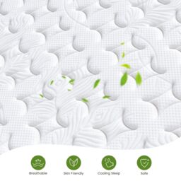Dprodo 25CM Medium Firm Hybrid Mattress - Memory Foam & Pocketed Springs in Cool White - Size: King - thumbnail 4