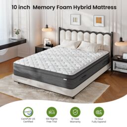 Dprodo 25CM Medium Firm Hybrid Mattress - Memory Foam & Pocketed Springs in Cool White - Size: King - thumbnail 6