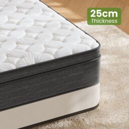 Dprodo 25CM Medium Firm Hybrid Mattress - Memory Foam & Pocketed Springs in Cool White - Size: King - thumbnail 5