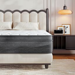 Dprodo 25CM Medium Firm Hybrid Mattress - Memory Foam & Pocketed Springs in Cool White - Size: King