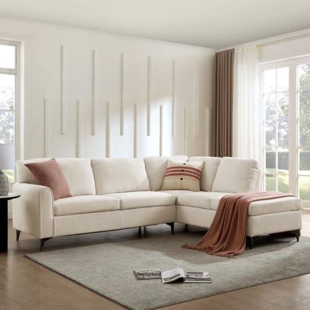 Home Detail Alyssum Right-Hand Corner Sofa in Beige - Size: 4 Person