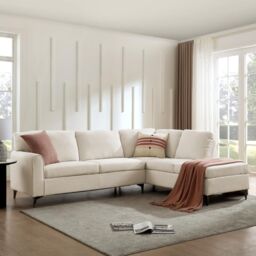Home Detail Alyssum Right-Hand Corner Sofa in Beige - Size: 4 Person - thumbnail 1