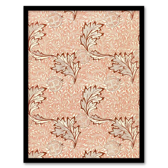 Artery8 Apple & Leaves Pattern Vintage Framed Wall Art Print William Morris in Brown - Size: A4 - image 1