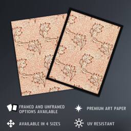 Artery8 Apple & Leaves Pattern Vintage Framed Wall Art Print William Morris in Brown - Size: A4 - thumbnail 2