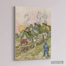 "Artery8 Houses & Figure Painting Van Gogh Vintage Canvas Wall Art - Size: W18"" x H24""" - thumbnail 2