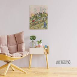 "Artery8 Houses & Figure Painting Van Gogh Vintage Canvas Wall Art - Size: W18"" x H24""" - thumbnail 3