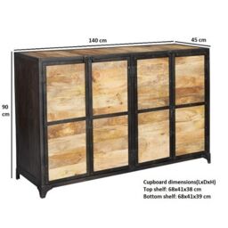 Indian Hub Ascot Large Sideboard - Wood - L45 x W140 x H90 cm in Brown - thumbnail 8