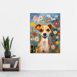 "Artery8 Wall Art Print Chihuahua in the Wildflowers Artwork Colourful Meadow Dog Portrait Poster - Size: W12"" x H16""" - thumbnail 2