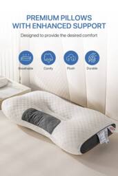 ExtraStar Breathable Knitted Ergonomic Pillow, Neck Support Sleeping Pillow in White - Size: Single - thumbnail 2