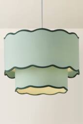ValueLights Sloane 35cm Two-Tier Scallop Edge Colour Clash Easy Fit Lamp Shade in Green - thumbnail 3