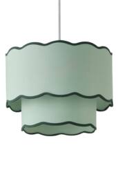 ValueLights Sloane 35cm Two-Tier Scallop Edge Colour Clash Easy Fit Lamp Shade in Green - thumbnail 6
