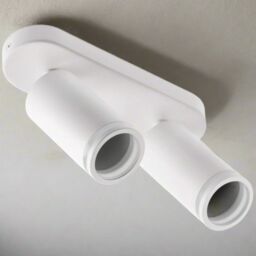 CGC Lighting 'Solis' White Double GU10 Ceiling Spotlight with Halo Ring Adjustable Twin Spot Bar - thumbnail 1