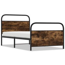 Berkfield Home Bed Frame Without Mattress 90x190 cm Single Smoked Oak Engineered Wood in Brown - thumbnail 2
