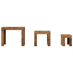 Berkfield Home Nesting Coffee Tables 3 pcs Old Wood Engineered Wood in Brown - thumbnail 4